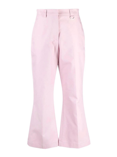 Shop Msgm Sed-crease Cotton Tailored Trousers In Nude & Neutrals