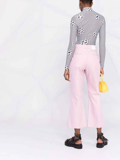 Shop Msgm Sed-crease Cotton Tailored Trousers In Nude & Neutrals