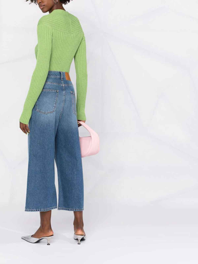 Shop Msgm Ed-knit Knot-detail Top In Green