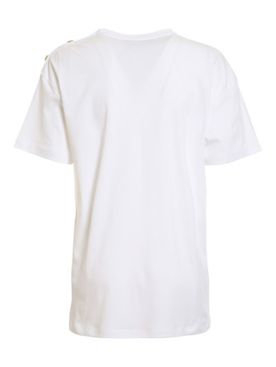 Philipp Plein Logo Embroidery T-shirt With Buttons In White