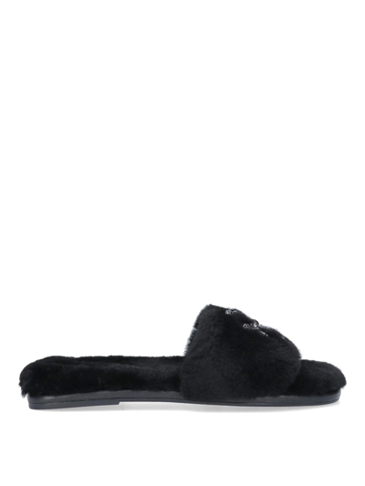 Shop Tory Burch Logo Sandals In Black