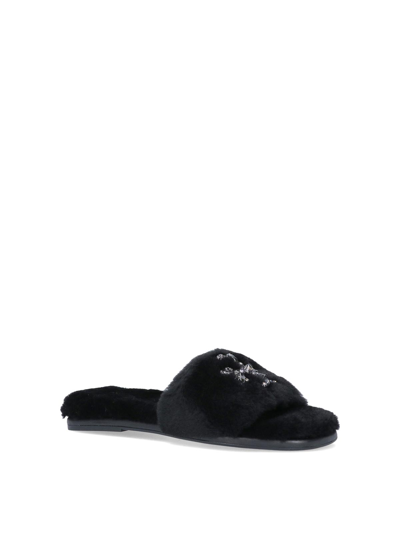 Shop Tory Burch Logo Sandals In Black