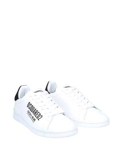 Shop Dsquared2 Leather Sneakers With Logo In White