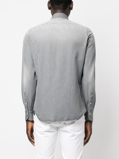 Shop Finamore 1925 Faded Denim Shirt In Grey