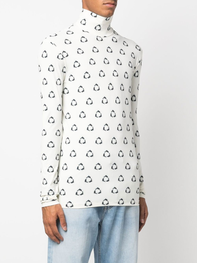 Shop Botter Printed Turtle-neck Sweater In White