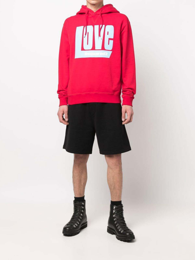 Shop Dsquared2 Love Logo-print Hoodie In Red