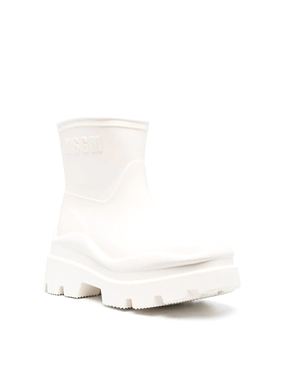 Shop Msgm Logo Rubber Rain Ankle Boots In White