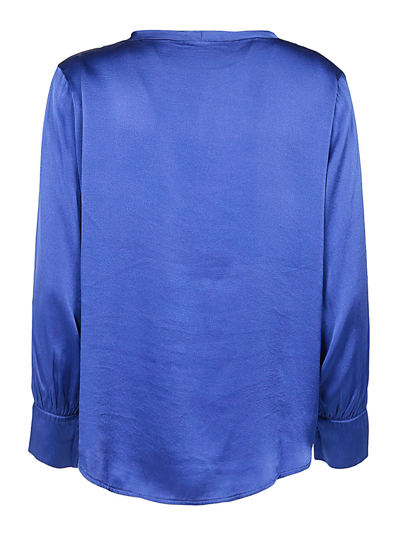 Shop Shirt C-zero Silk Blouse In Blue