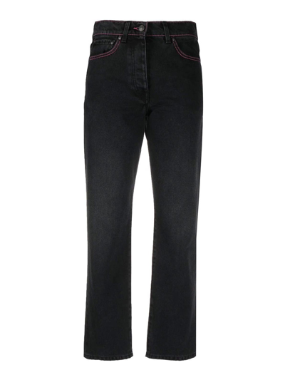 Shop Msgm Ped Straight-leg Jeans In Black
