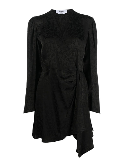 Shop Msgm Gram-print Mini Dress In Black