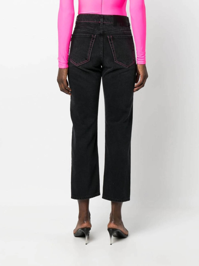 Shop Msgm Ped Straight-leg Jeans In Black