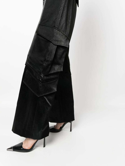 Shop Msgm Kled-finish Cargo Trousers In Black