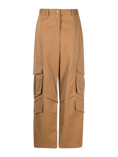Msgm Multi-pocket Cargo Trousers In Camel