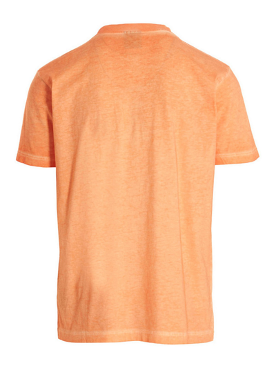 Shop Marcelo Burlon County Of Milan Sunset Cross Crewneck T-shirt With Logo Patch In Orange