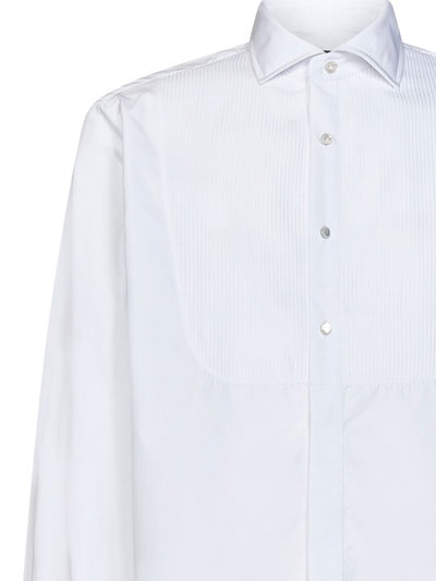 Shop Lardini Cotton Shirt With Partial Visible Buttoning In White