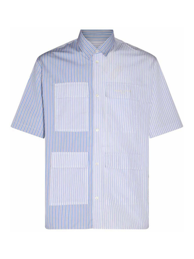 Shop Maison Kitsuné Blue And White Cotton Shirt