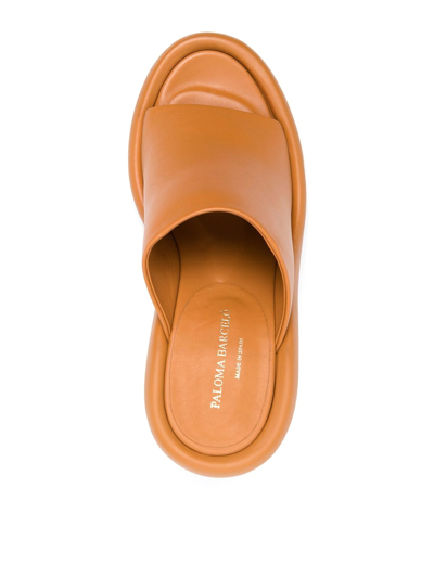 Shop Paloma Barceló Sculpted Heeled Leather Sandals In Orange
