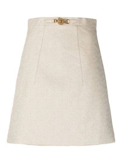 Shop Patou Medallion A-line Skirt In Beige