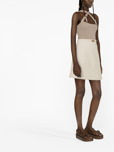 Shop Patou Medallion A-line Skirt In Beige