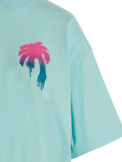 Shop Palm Angels Camiseta - I Love Pa In Light Blue