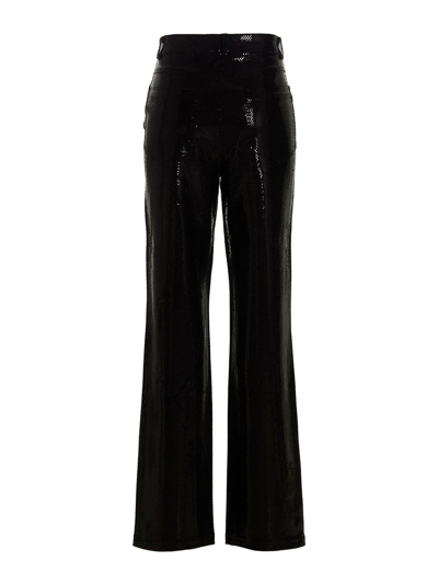 Shop Rotate Birger Christensen Foil Jersey Straight Pants In Black