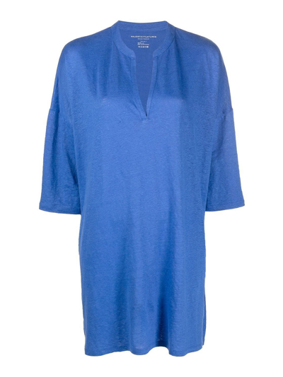 Shop Majestic Three-quarter Sleeve Tunic In Blue