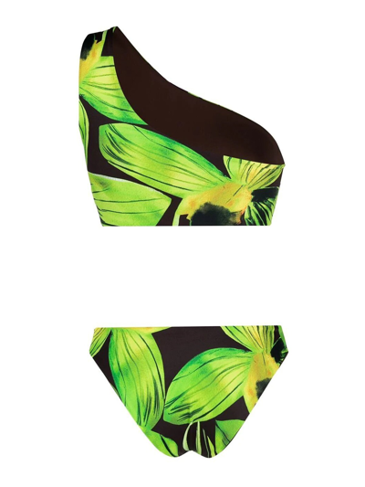 Shop Louisa Ballou One Shoulder Cut Out Swimwear In Green
