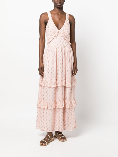 Shop Twinset Ruffle-detail Maxi Dress In Pink