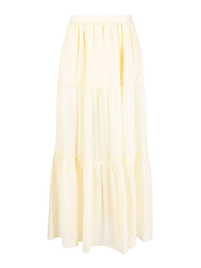 Shop Manebi Recife Silk-cotton Voile Skirt In Yellow