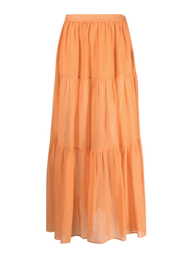 Shop Manebi Recife Silk-cotton Voile Skirt In Orange