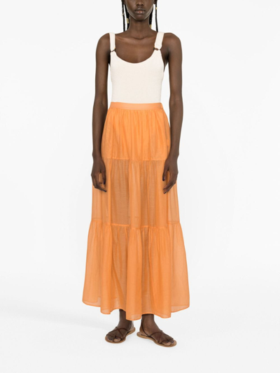 Shop Manebi Recife Silk-cotton Voile Skirt In Orange