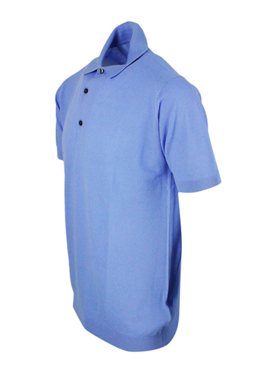 Shop John Smedley Cotton Polo In Light Blue