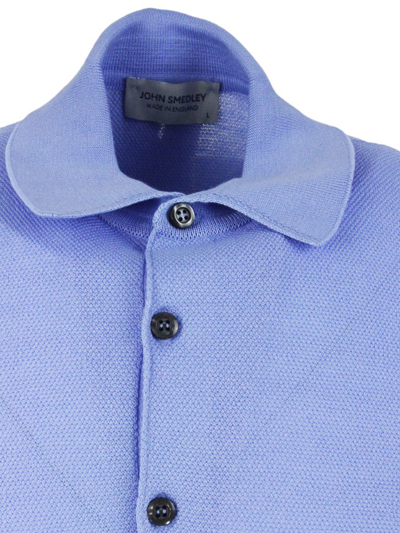 Shop John Smedley Cotton Polo In Light Blue