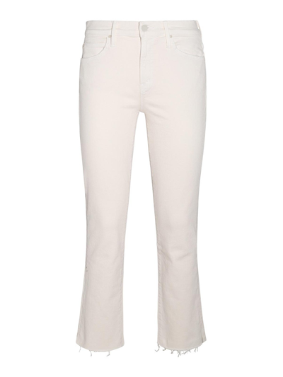 Shop Mother Cream Cropped Denim Jeans In White
