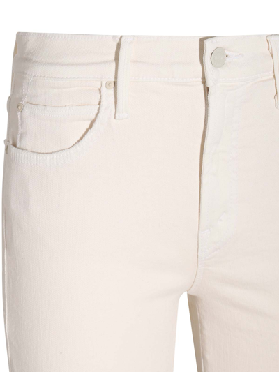 Shop Mother Cream Cropped Denim Jeans In White