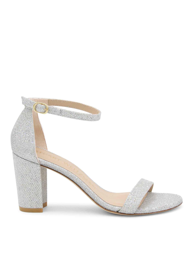 Shop Stuart Weitzman Crystal Leather Nearlynude Sandals In Beige