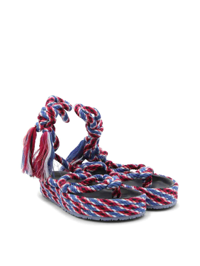 Shop Isabel Marant Blue And Pink Rope Erol Sandals