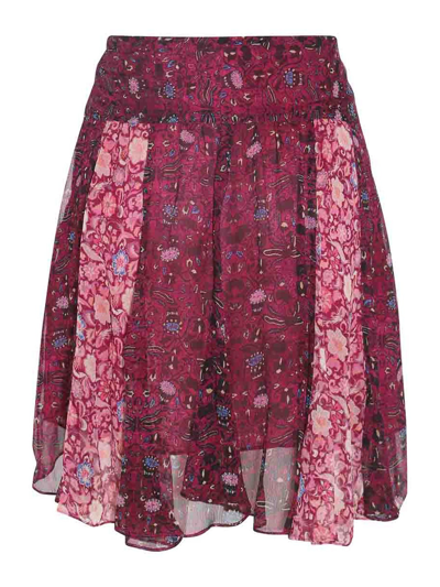 Shop Isabel Marant Fuchsia Silk Oda Skirt In Multicolour