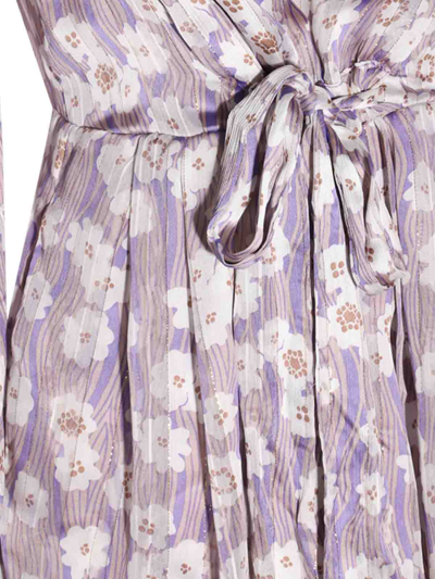 Shop Sabina Musayev Lilac Print Long Dress In Metallic