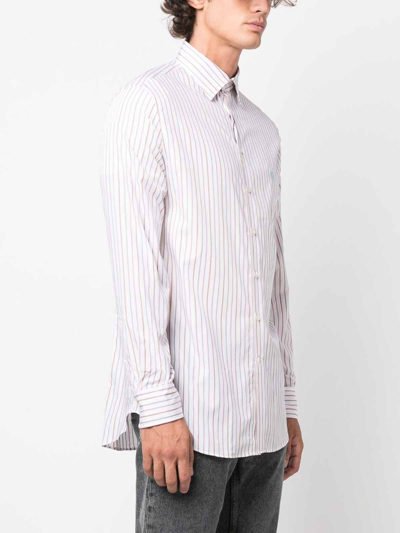 Shop Etro Striped Cotton Shirt In Grey