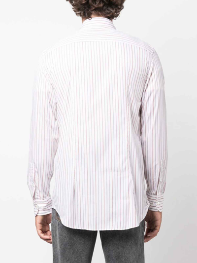 Shop Etro Striped Cotton Shirt In Grey