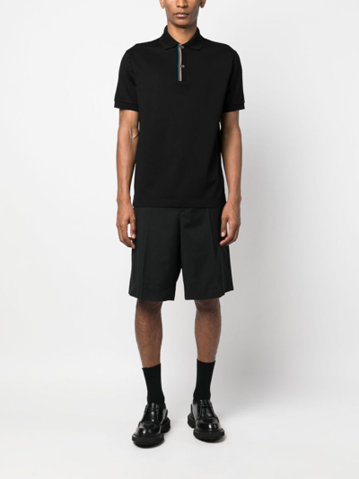 Paul Smith Signature Stripe Cotton Polo Shirt In Black