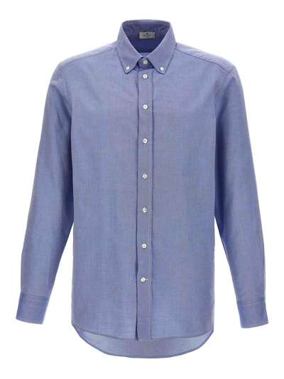 Shop Etro Cotton Shirt In Light Blue