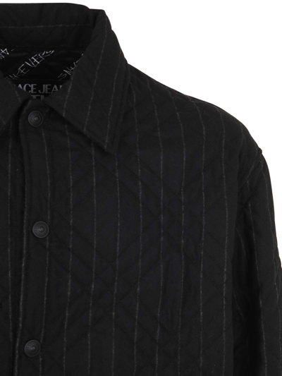 Shop Versace Jeans Couture Pinstriped Jacket In Black