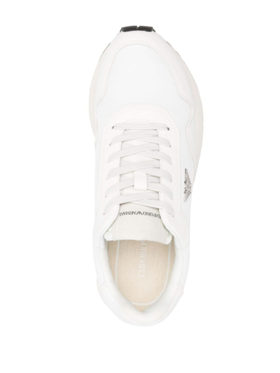 Shop Emporio Armani Logo Low-top Sneakers In Blanco
