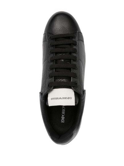 Shop Emporio Armani Logo Leather Sneakers In Negro