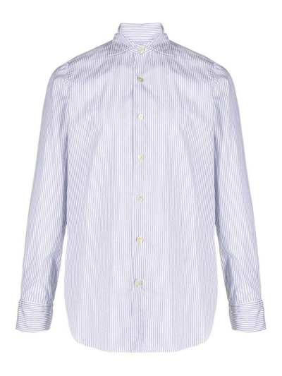 Shop Finamore 1925 Blue/white Stripe Shirt