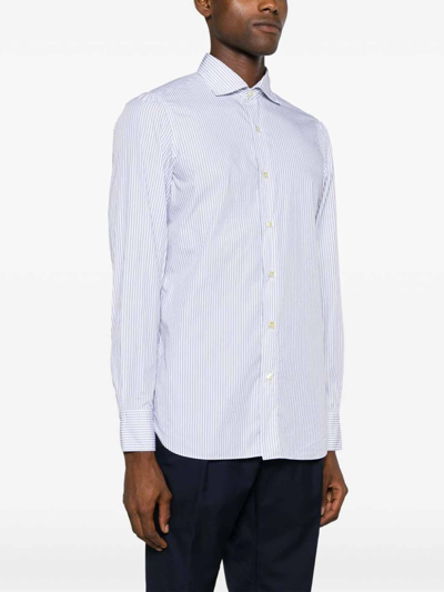 Shop Finamore 1925 Blue/white Stripe Shirt