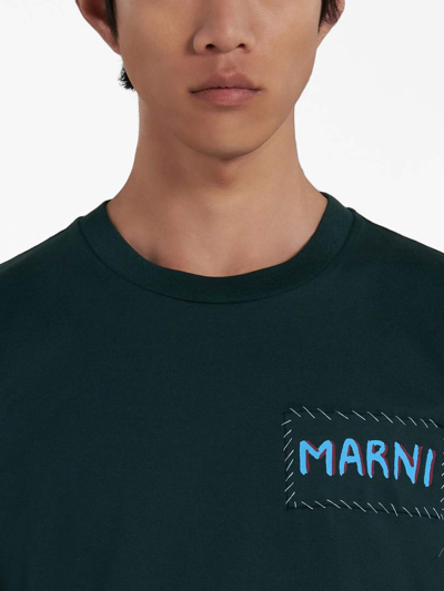 Shop Marni Logo Patch T-shirt In Dark Blue