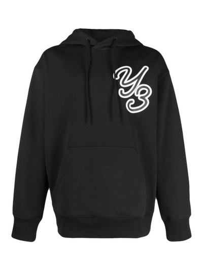 Shop Y-3 Organic-cotton Logo Hoodie In Black